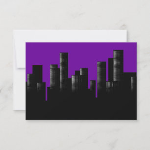 purple cityscape invitation