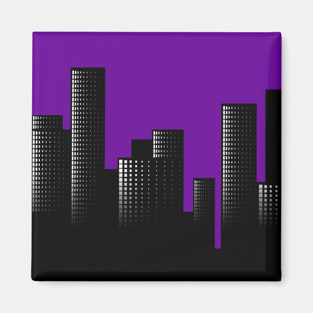 purple cityscape magnet (Front)
