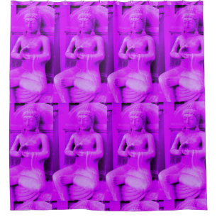 purple clapping buddhas pattern shower curtain