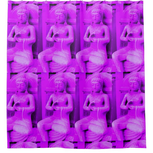 purple clapping buddhas pattern shower curtain (Front)