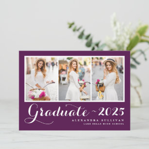 Purple Class of 2024 Photo Collage Graduation Invitation