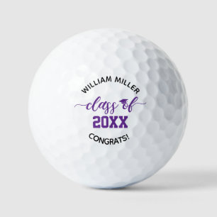 Purple Class of 2025 Graduation Custom Name & Text Golf Balls