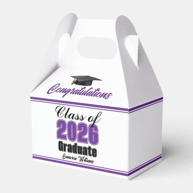Purple Class of 2026 Custom Graduation Party Favour Box (Front Side)