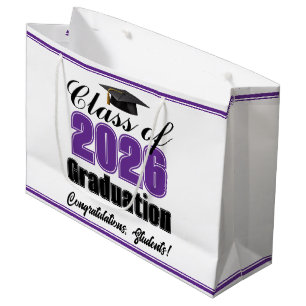 Purple Class of 2026 Custom Graduation Party Large Gift Bag