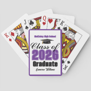 Purple Class of 2026 Custom Graduation Party Playing Cards