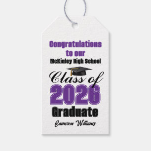 Purple Class of 2026 Graduation Party Custom Gift Tags