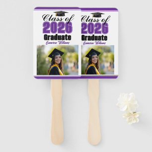 Purple Class of 2026 Photo Custom Graduation Photo Hand Fan