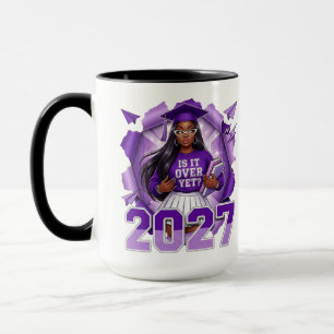Purple Class of 2027 Black Woman Graduation Mug