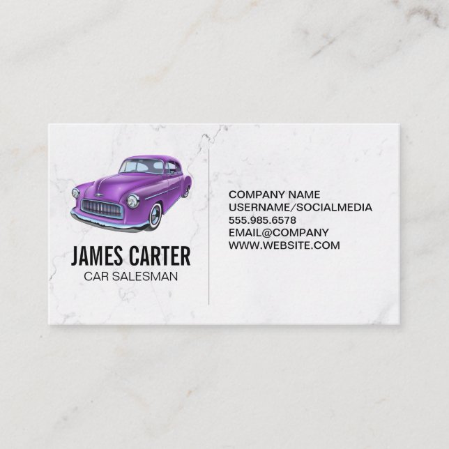 Purple Classic Car Business Card (Front)
