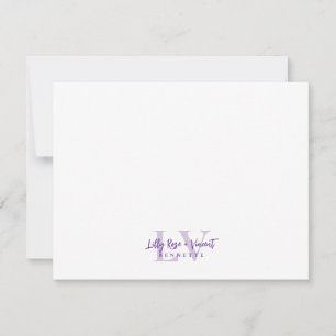 Purple Classic Monogram Couple Custom Wedding Card
