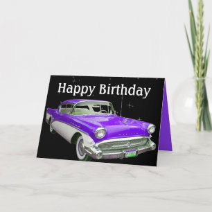 Purple Classic Muscle Car Birthday Bash Card