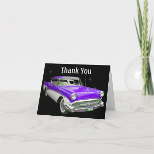 Purple Classic Muscle Car Birthday Thank You Card