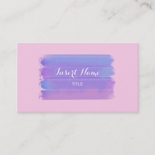 Purple Classic Rose Watercolor Brushstrokes Business Card (Front)