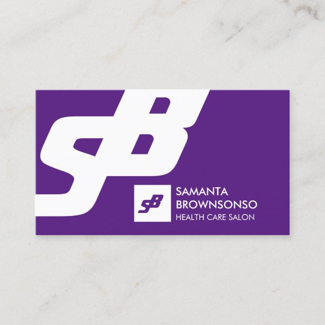 Purple Classic White Bold Elegant Simple Business Card (Front)