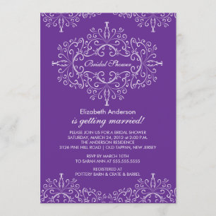 Purple Classy Frame Bridal Shower Invitation