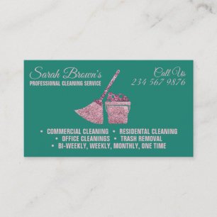 Purple Cleaning Green Maid Janitorial sparkle Business Card