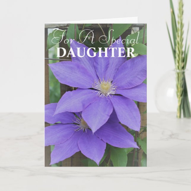 Purple Clematis Daughter Mother's Day Floral Card (Front)