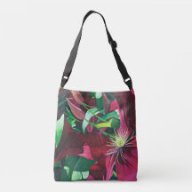 Purple Clematis Floral Tote Bag