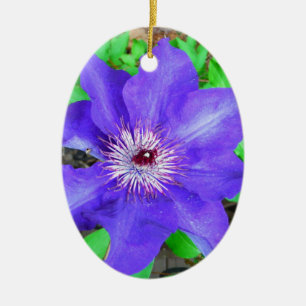 Purple Clematis Flower Ceramic Tree Decoration