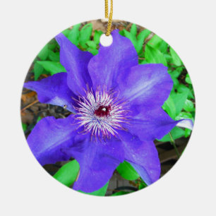 Purple Clematis Flower Ceramic Tree Decoration