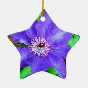 Purple Clematis Flower Ceramic Tree Decoration