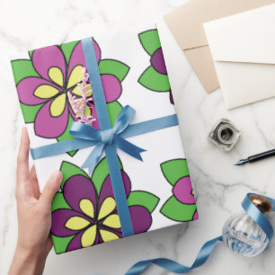 Purple Clematis Flower Wrapping Paper