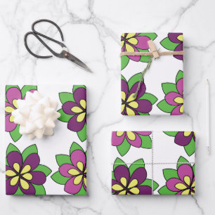 Purple Clematis Flower Wrapping Paper Sheet