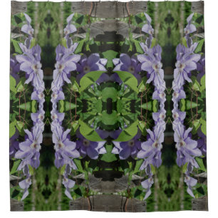 Purple Clematis Flowers Mirror Abstract Shower Curtain
