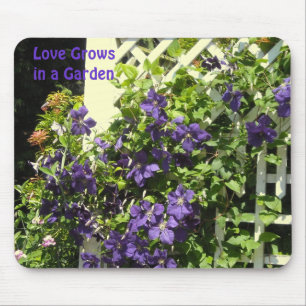 Purple Clematis Garden Saying Mouse Mat