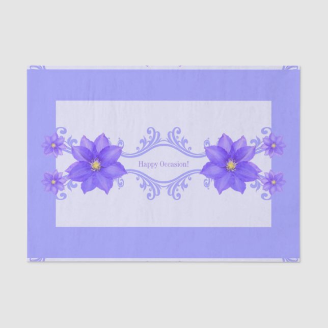 Purple Clematis Happy Occasion Gift Tissue Paper (Front)