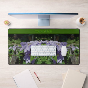 Purple Clematis On Fence Personalised Desk Mat