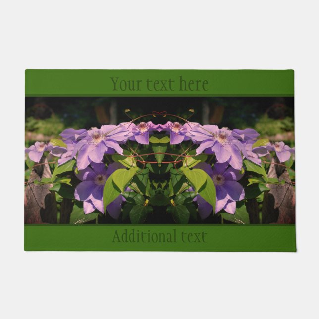 Purple Clematis On Fence Personalised Doormat (Front)