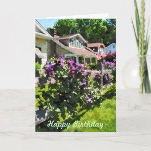 Purple Clematis on Rustic Fence - Birthday Women Card