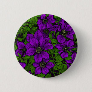 Purple Clematis vine 6 Cm Round Badge