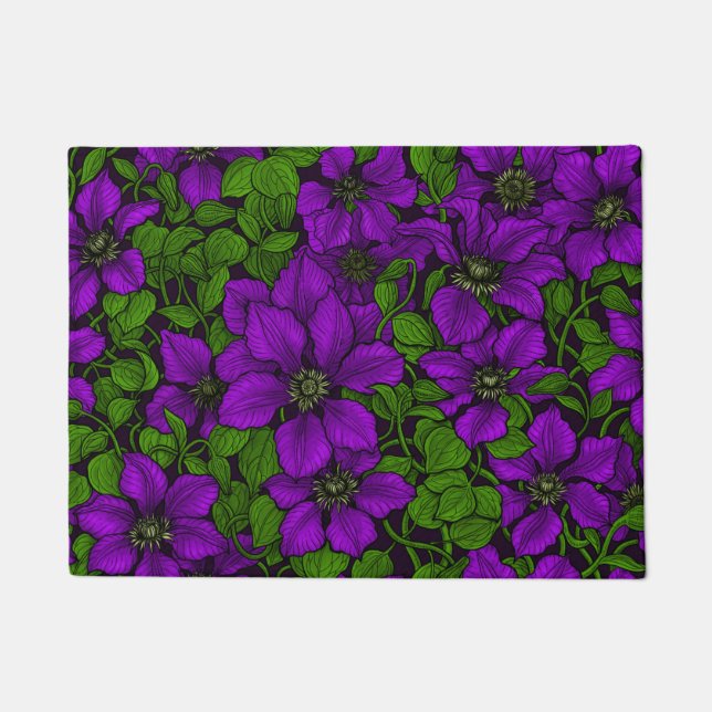 Purple Clematis vine Doormat (Front)