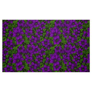 Purple Clematis vine Fabric