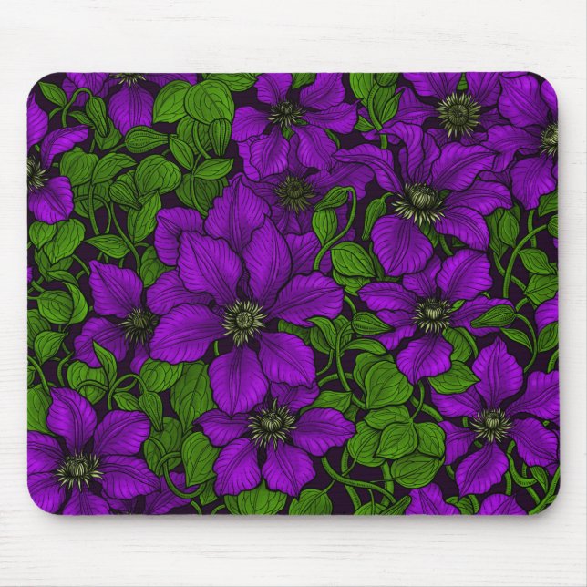 Purple Clematis vine Mouse Mat (Front)