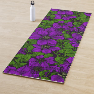 Purple Clematis vine Yoga Mat