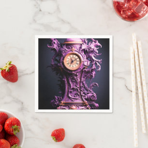 Purple Clock Napkin