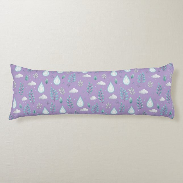 "Purple Cloud & Tree Pattern Body Pillow (Front)