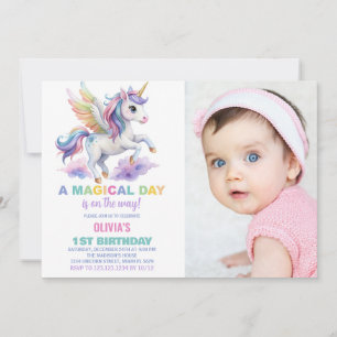 Purple Cloud Unicorn Birthday Invitations photo