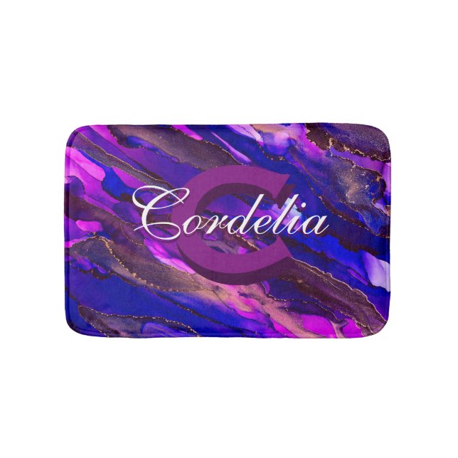 Purple Clouds cape with Copper Bath Mat (Front)