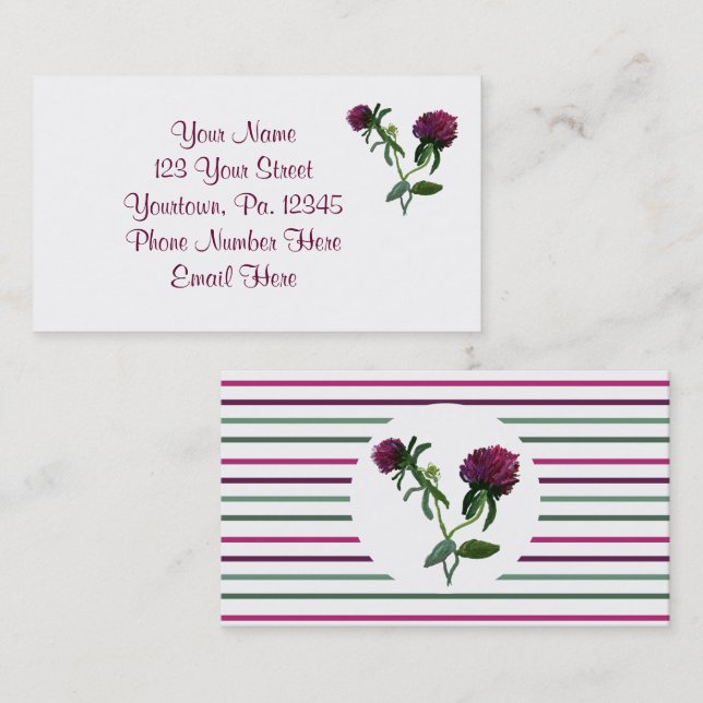 Purple Clover Flower Business Card (Front/Back)