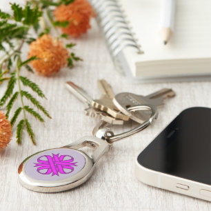 Purple Clover Ribbon by Kenneth Yoncich Key Ring