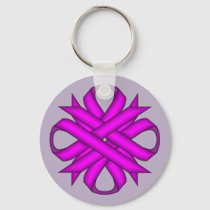 Purple Clover Ribbon by Kenneth Yoncich Key Ring