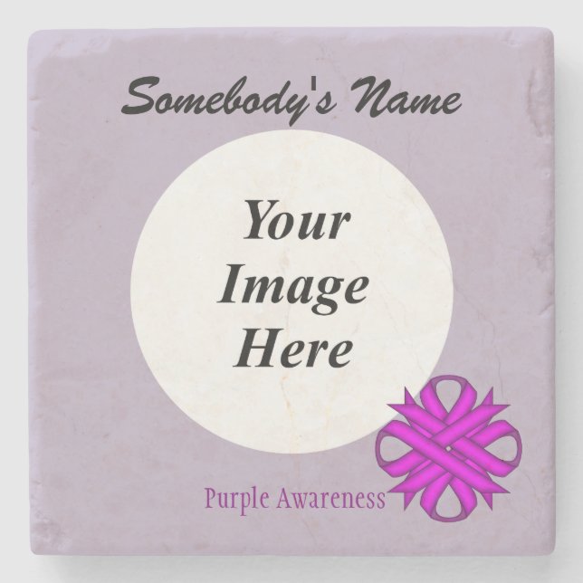 Purple Clover Ribbon by Kenneth Yoncich Stone Coaster (Front)
