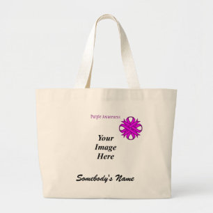 Purple Clover Ribbon Template by Kenneth Yoncich Large Tote Bag