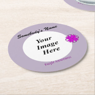 Purple Clover Ribbon Template by Kenneth Yoncich Round Paper Coaster