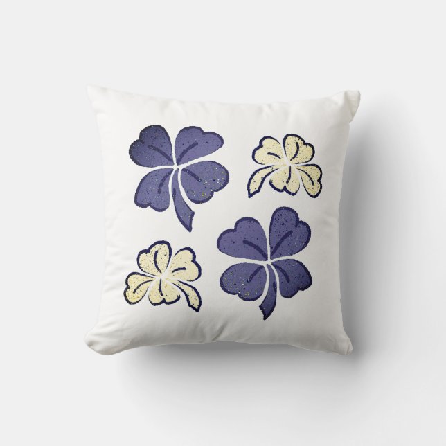 Purple Clover Shamrock Drawing Cushion (Front)
