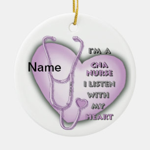 Purple CNA Nurse Ceramic Tree Decoration